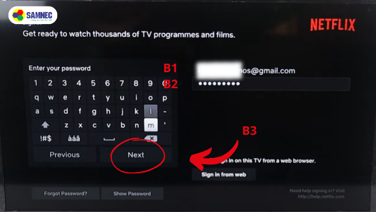 Nhập email để đăng ký Netflix