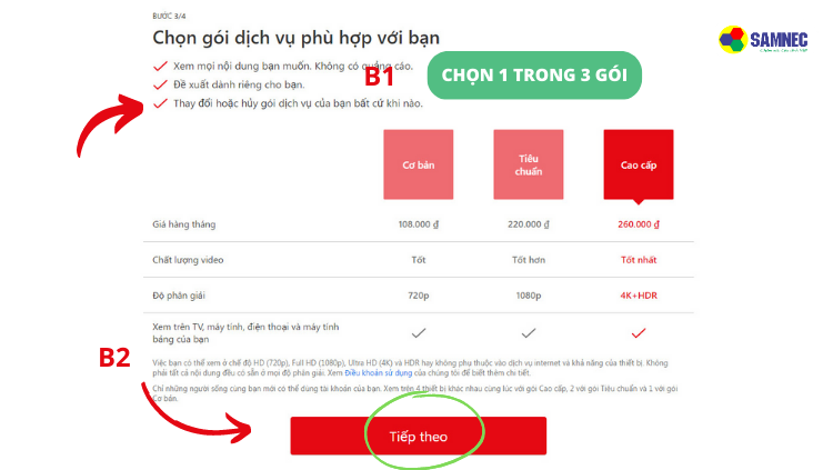 B7 đăng ký Netflix trên tivi thông minh