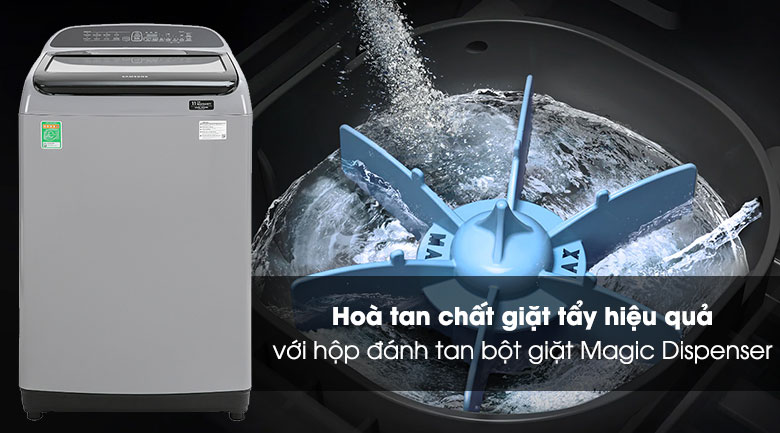 Máy giặt Samsung Inverter 8.5 kg WA85T5160BY/SV-Hòa tan bột giặt hiệu quả nhờ hộp Magic Dispencer Máy giặt Samsung Inverter 8.5 kg WA85T5160BY/SV-Hòa tan bột giặt hiệu quả nhờ hộp Magic Dispencer