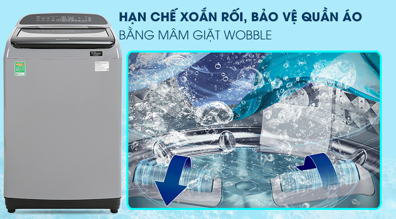 Máy giặt Samsung Inverter 8.5 kg WA85T5160BY/SV-Bảo vệ sợi vải tối ưu với thanh chống xoắn rối Wobble Máy giặt Samsung Inverter 8.5 kg WA85T5160BY/SV-Bảo vệ sợi vải tối ưu với thanh chống xoắn rối Wobble