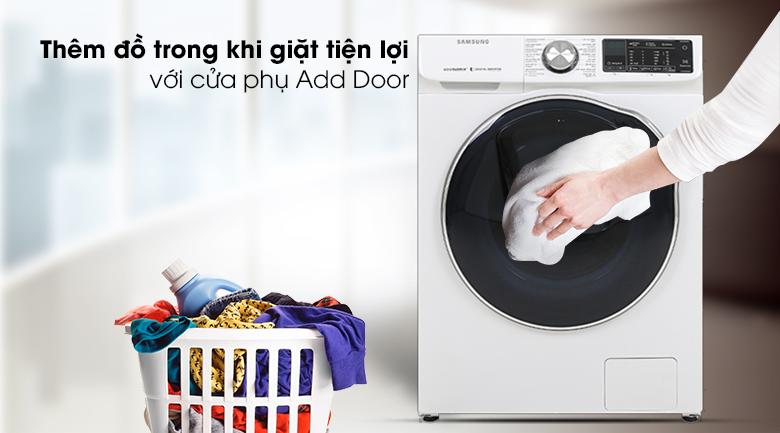 Máy giặt sấy Samsung AddWash Inverter 10.5 kg WD10N64FR2W/SV - Cửa phụ Add door Máy giặt sấy Samsung AddWash Inverter 10.5 kg WD10N64FR2W/SV - Cửa phụ Add door