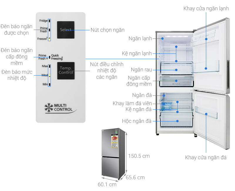 Tủ lạnh Panasonic Inverter 255 lít NR-BV280QSVN