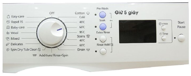 Nhấn nút Pre Wash + Soak cùng lúc để kích hoạt chế độ khóa trẻ em Nhấn nút Pre Wash + Soak cùng lúc để kích hoạt chế độ khóa trẻ em