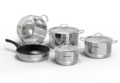 Bộ nồi chảo Inox 5 đáy Sunhouse SHG998