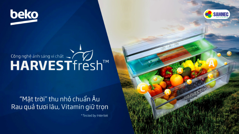 Công nghệ ánh sáng vi chất 3 màu Harvest Fresh trên tủ lạnh Beko 