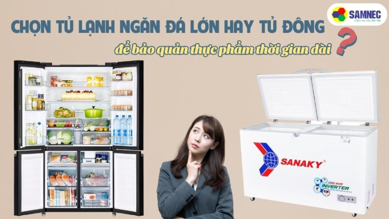 Nên chọn tủ lạnh ngăn đá lớn hay tủ đông để bảo quản thực phẩm thời gian dài?