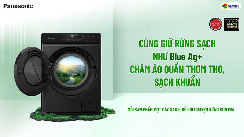 Công nghệ diệt khuẩn Blue Ag+ trên máy giặt Panasonic góp phần bảo vệ môi trường
