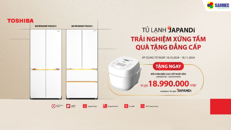 Trải Nghiệm Xứng Tầm, Quà Tặng Đẳng Cấp Với Tủ Lạnh Toshiba Japandi