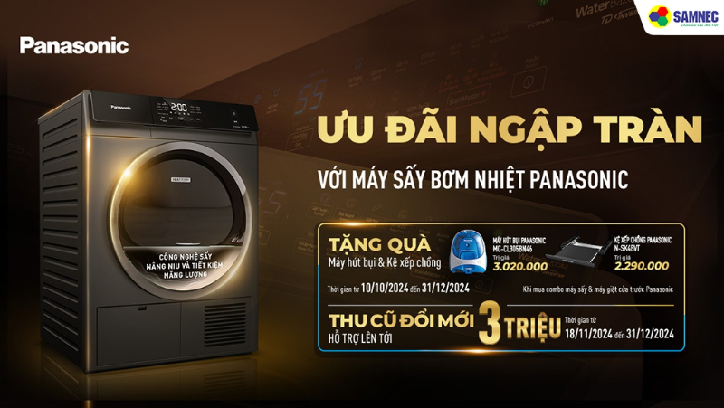 Ưu Đãi Ngập Tràn Khi Mua Máy Sấy Bơm Nhiệt Panasonic Tại Samnec