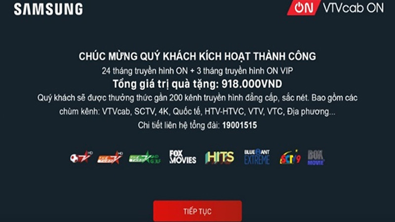 Cách kích hoạt gói khuyến mãi VTVcab ON trên tivi Samsung