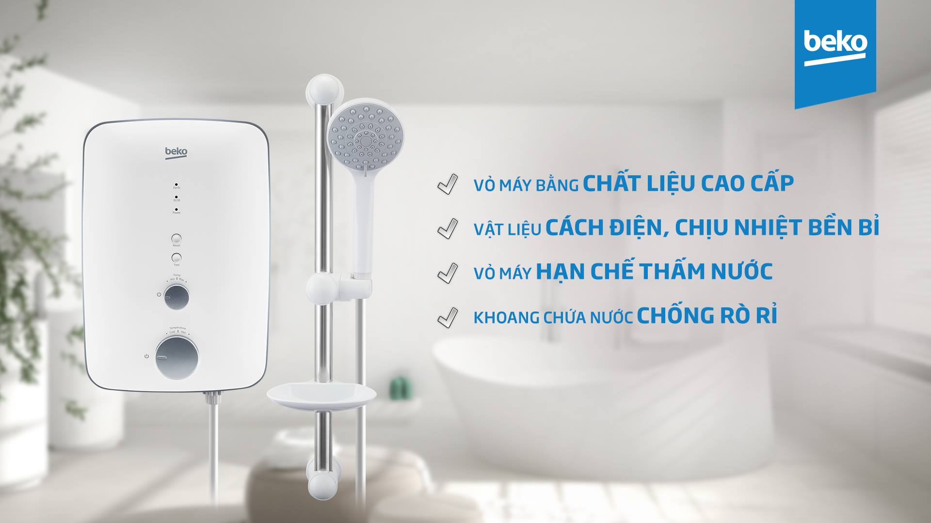 Máy nước nóng Beko: 12 đặc tính an toàn
